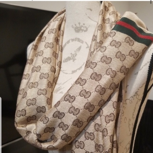 Woman’s Designer scarve/wrapBeige and Brown With Monogramed